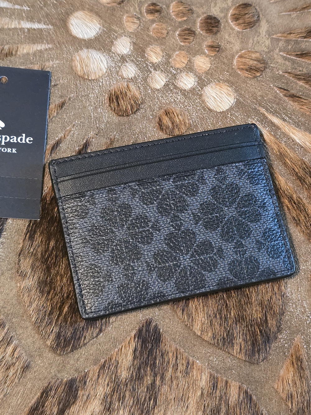 Kate Spade Black Floral Slim Card Wallet - Picture 3 of 6